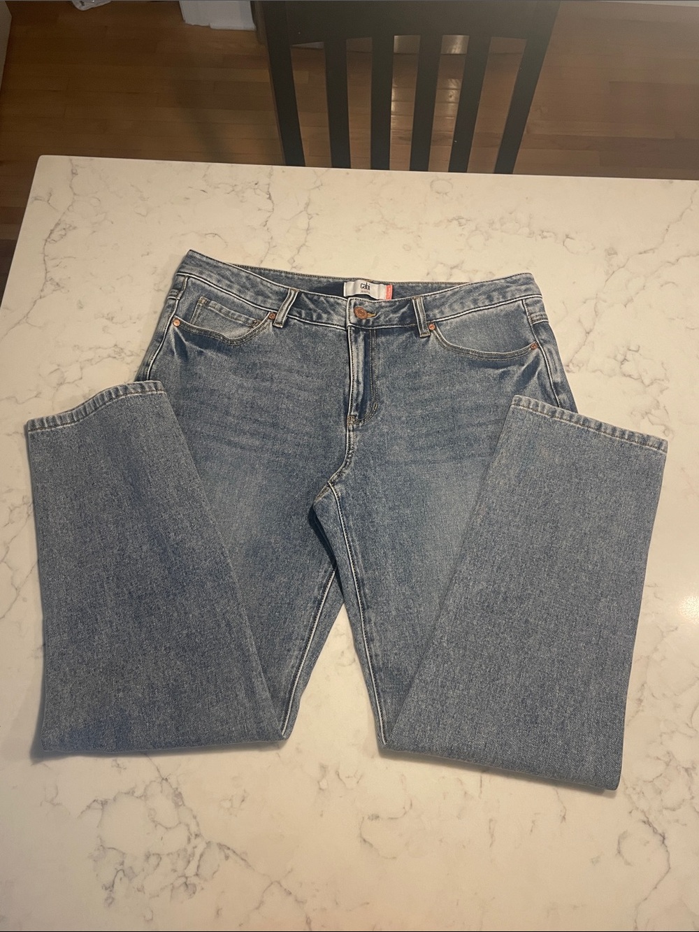 CAbi Straight Leg Jeans in Light Blue Wash